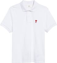AMI PARIS Ami de Coeur Embroidered Organic Cotton Polo