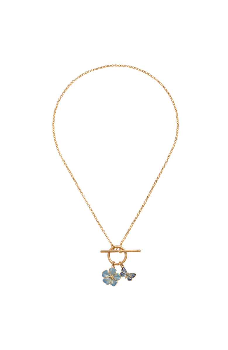 Fable England Butterfly & Flower Necklace, Alternate, color, Blue & Gold