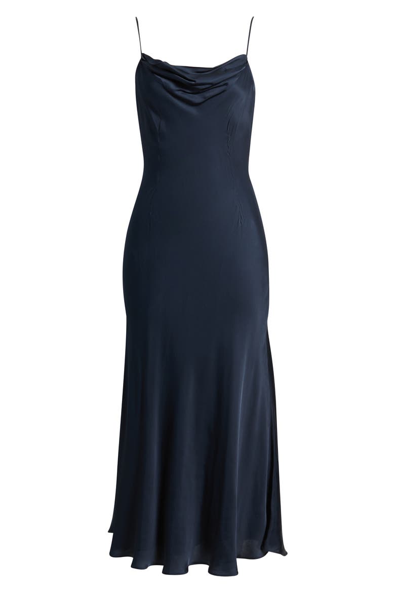 Oona Strappy Satin Midi Dress, Alternate, color, MARINE