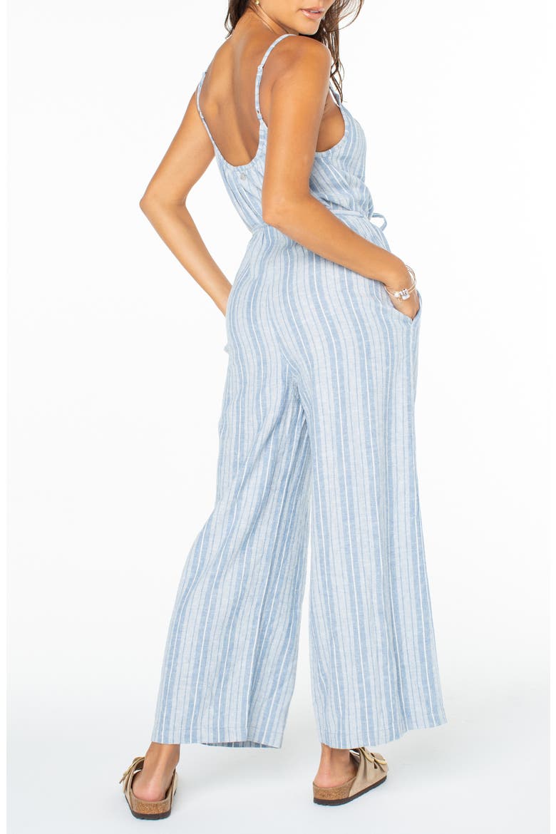 Gale Stripe Linen Blend Jumpsuit, Alternate, color, RIVIERA