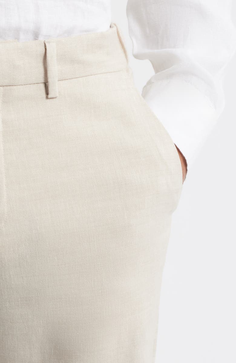 Nordstrom Linen Blend Flat Front Pants, Alternate, color, Grey Moonbeam - White