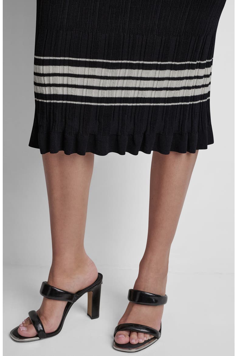 Rib Knit Dress, Alternate, color, BLACK/ COCONUT