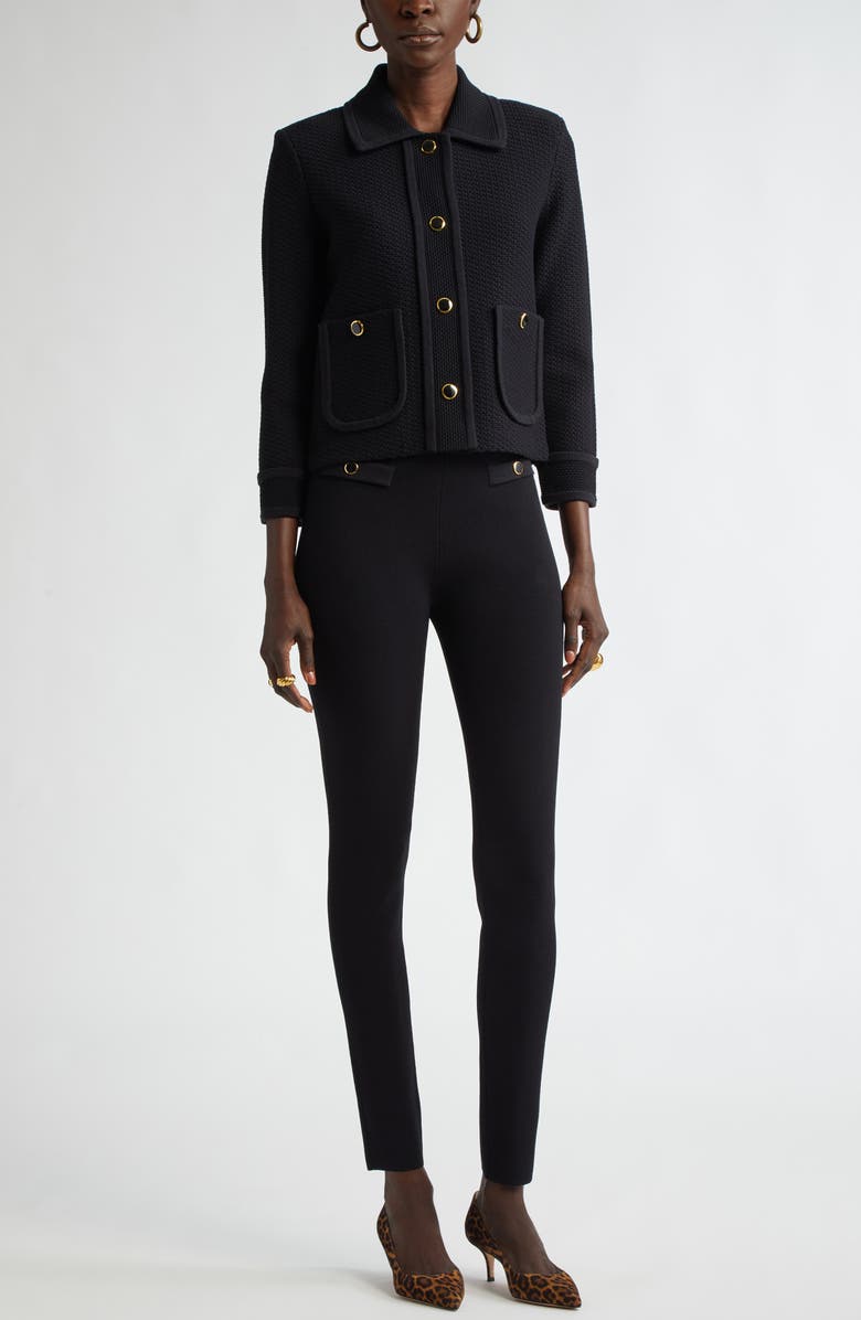 ST. JOHN Mixed Texture Knit Crop Jacket, Alternate, color,