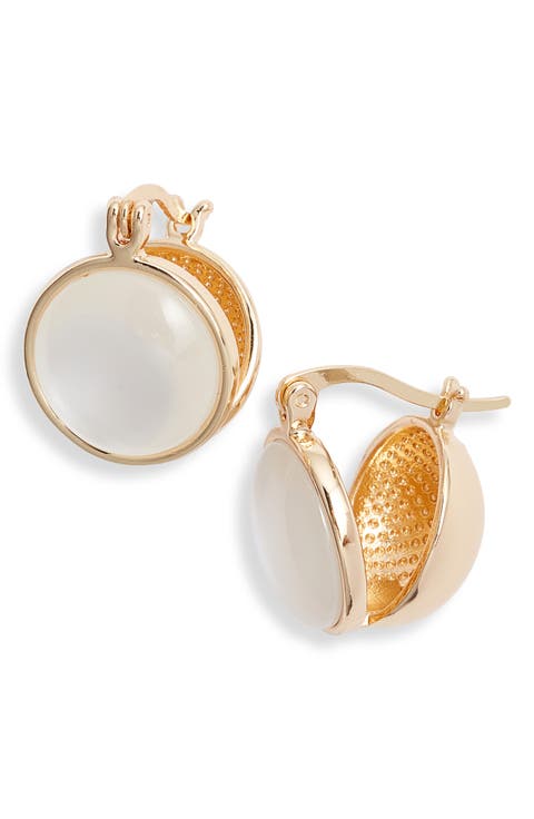 Cabochon Orb Huggie Hoop Earrings