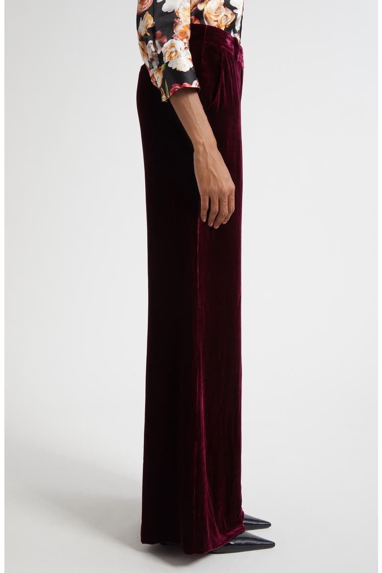 Pilar Wide Leg Velvet Pants, Alternate, color, DARK PORT