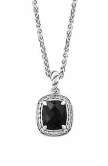 EFFY Sterling Silver Black Onyx & White Topaz Pendant Necklace