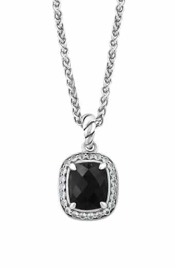EFFY Sterling Silver Black Onyx & White Topaz Pendant Necklace