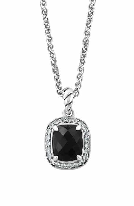 EFFY Sterling Silver Black Onyx & White Topaz Pendant Necklace