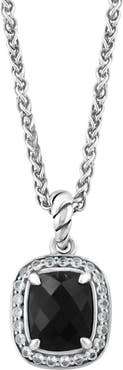 EFFY Sterling Silver Black Onyx & White Topaz Pendant Necklace