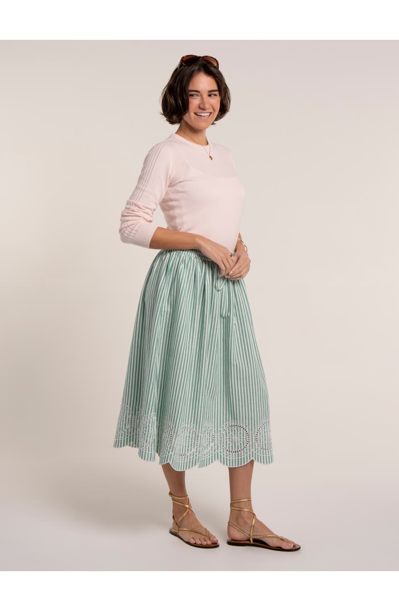 Brakeburn Hannah Embroidery Midi Skirt, Alternate, color, Green