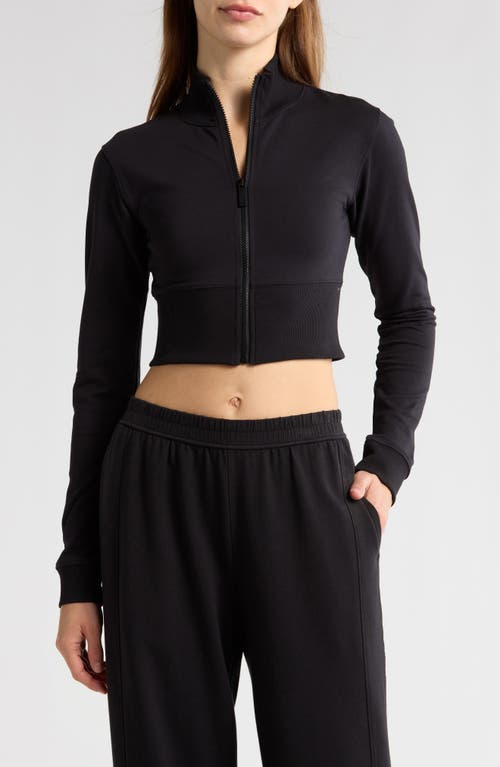 Florence By Mills Crop Stretch Cotton Blend Track Jacket In Black