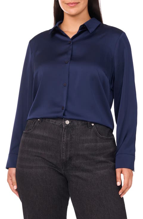 Long Sleeve Button-Down Shirt (Plus)