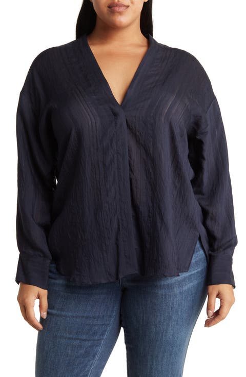 Drapey V-Neck Top (Plus)