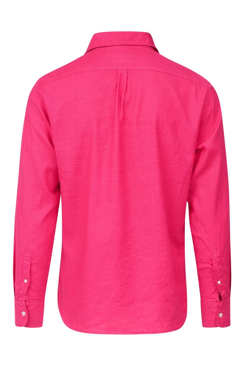 Santorini Stretch Linen & Cotton Button-Up Shirt, Alternate, color, HIBISCUS