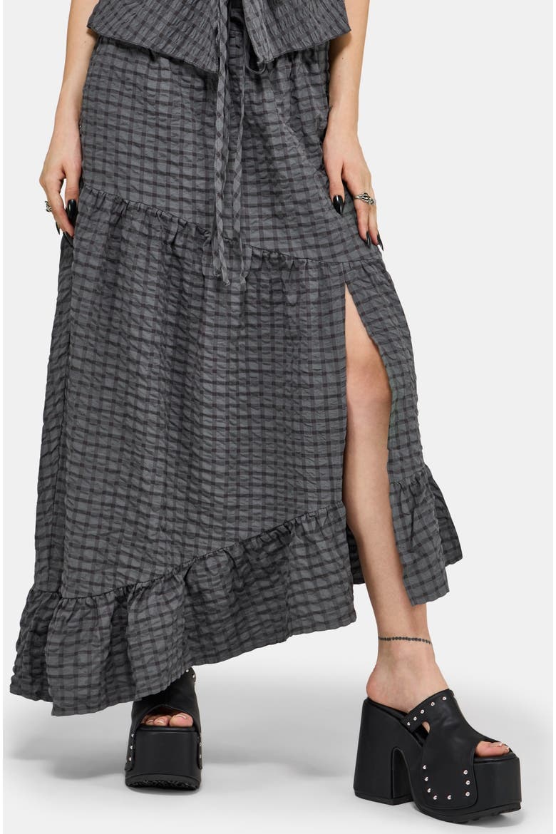 Nimira Check Asymmetrical Maxi Skirt, Main, color, Grey
