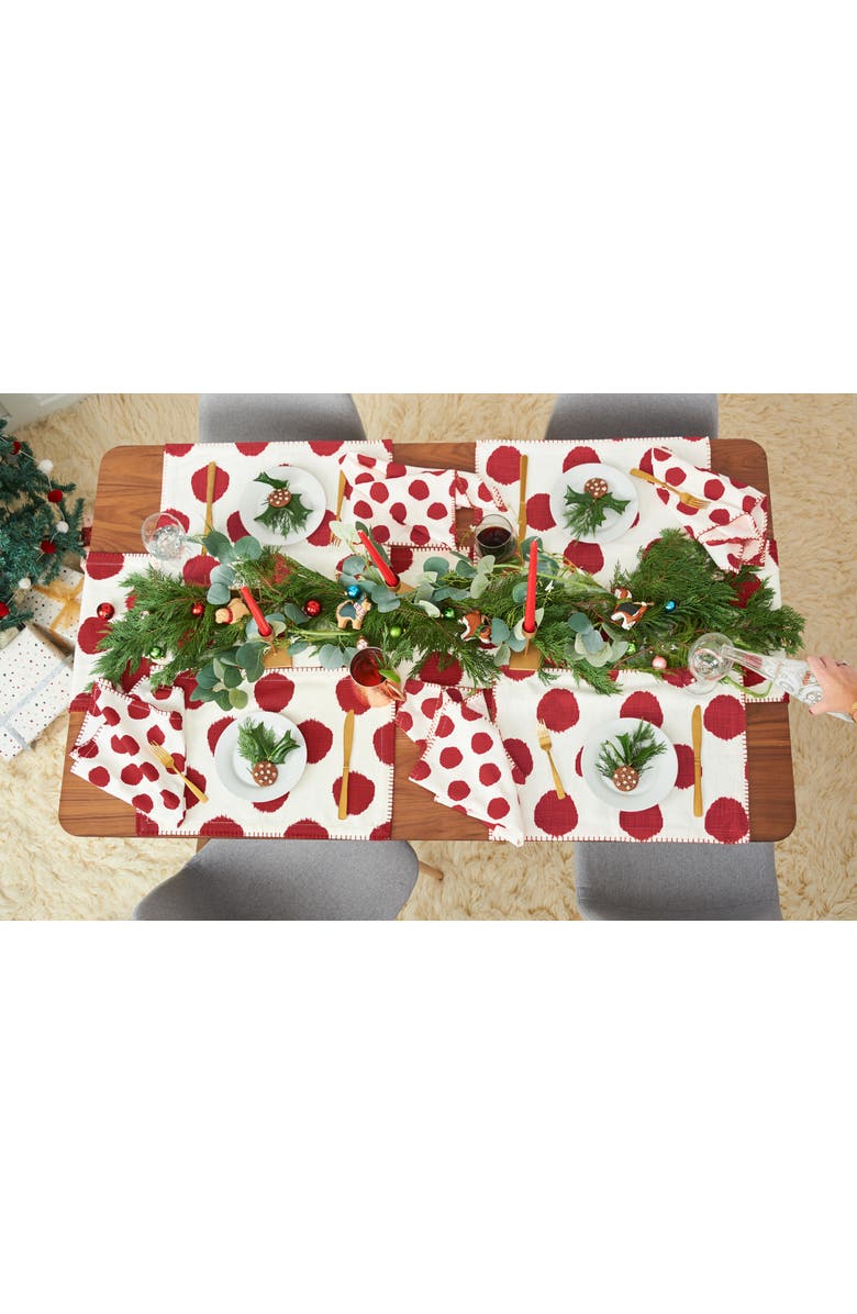 carol & frank Ruby Dot Printed Placemats Set of 4, 14" x 20", Alternate, color, Red