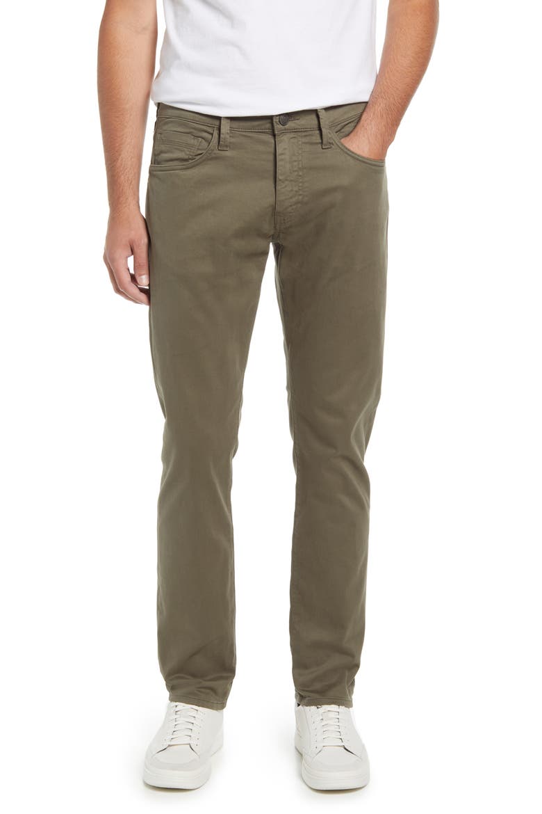 Marcus Slim Straight Leg Five Pocket Pants, Main, color, DUSTY OLIVE TWILL