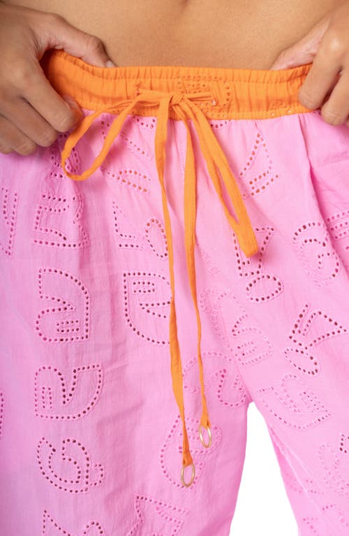 Maaji Cotton Eyelet Cover-up Pants In Bright Pink