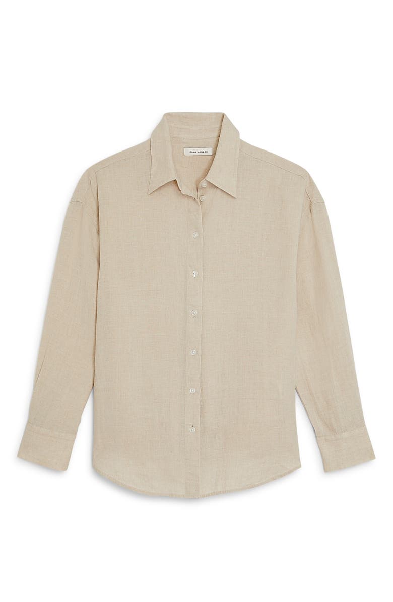 Club Monaco Front Button Linen Shirt, Alternate, color, 