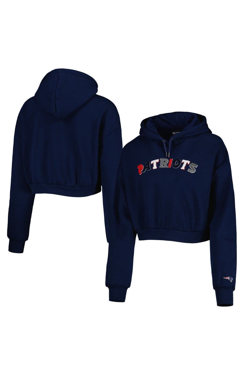 THE WILD COLLECTIVE Women's The Wild Collective Navy New England Patriots Cropped Pullover Hoodie, Main, color, Navy