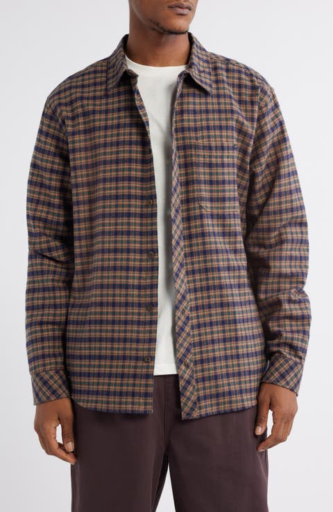 Coastline Plaid Cotton Flannel Button-Up Shirt
