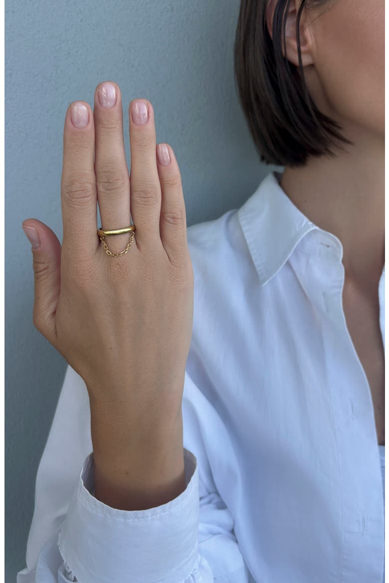 18k Gold Plated Chain Detail Ring, Alternate, color, GOLD