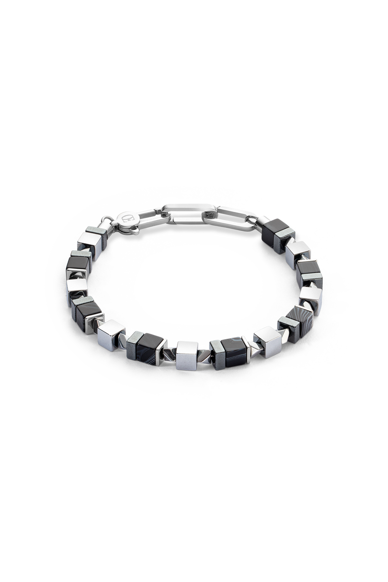 Bracelet Precious Cubes Black-Silver, Main, color, Silver
