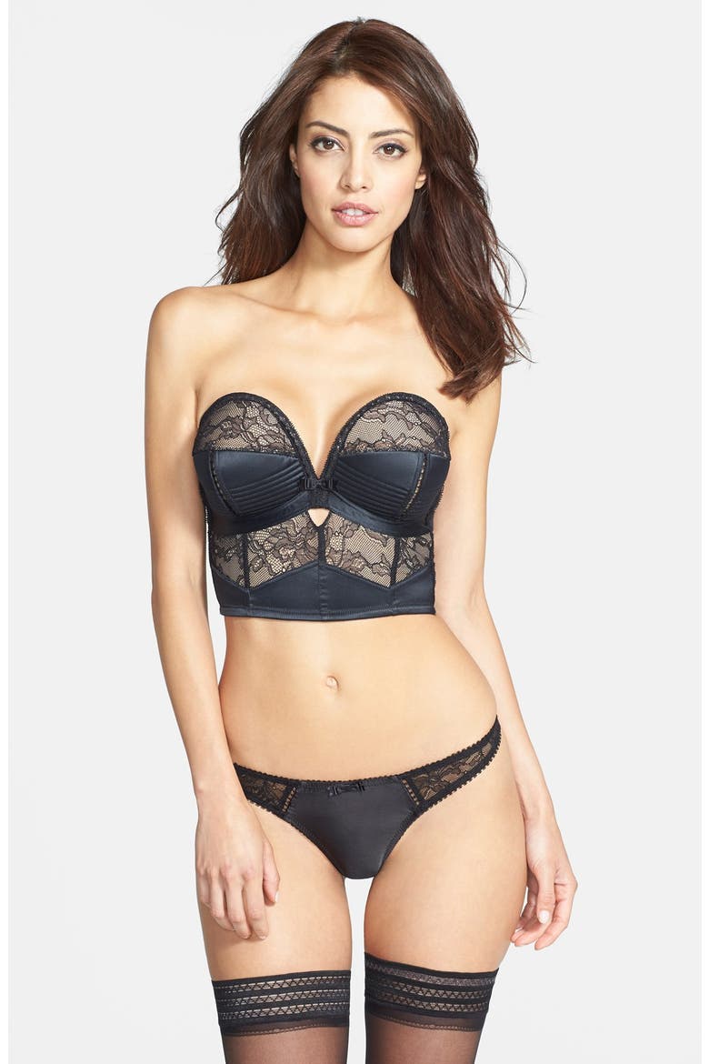 'Her Sexellency' Overwire Longline Bra, Alternate, color, BLACK
