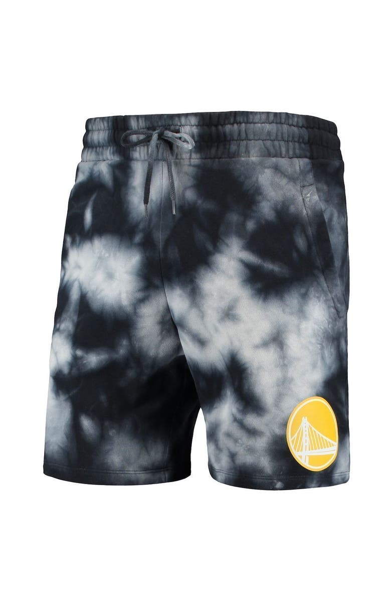 New Era Men's New Era Black Golden State Warriors Fleece Tie-Dye Shorts, Alternate, color, Black