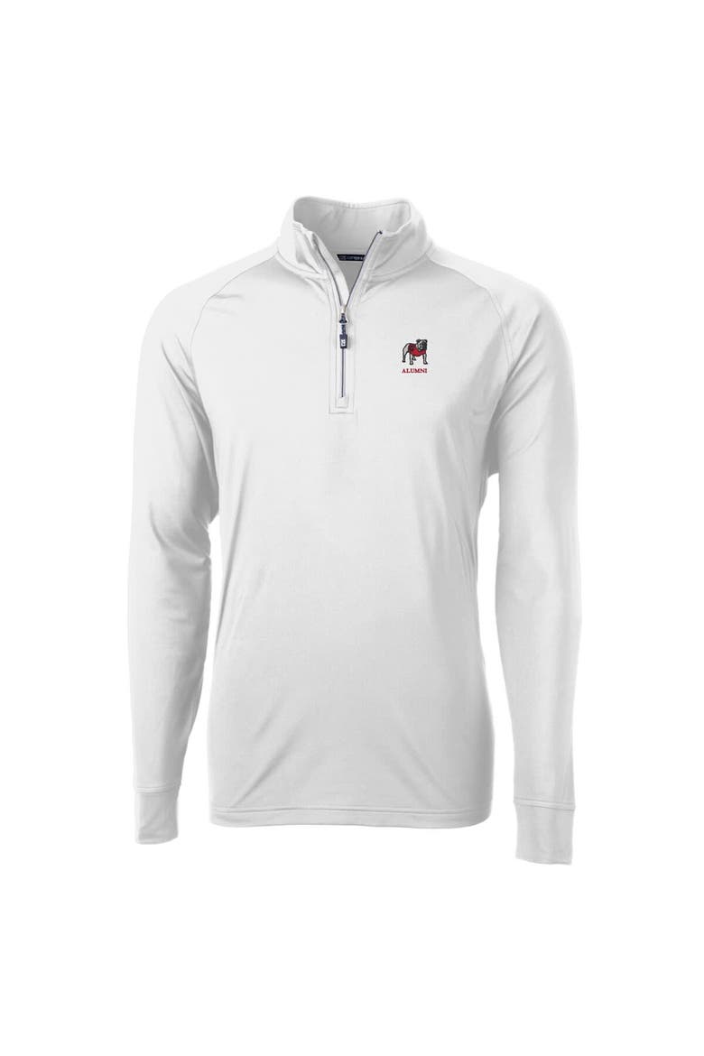 Men's Cutter & Buck White Georgia Bulldogs Alumni Logo Adapt Eco Knit Stretch Recycled Quarter-Zip Top, Alternate, color, White