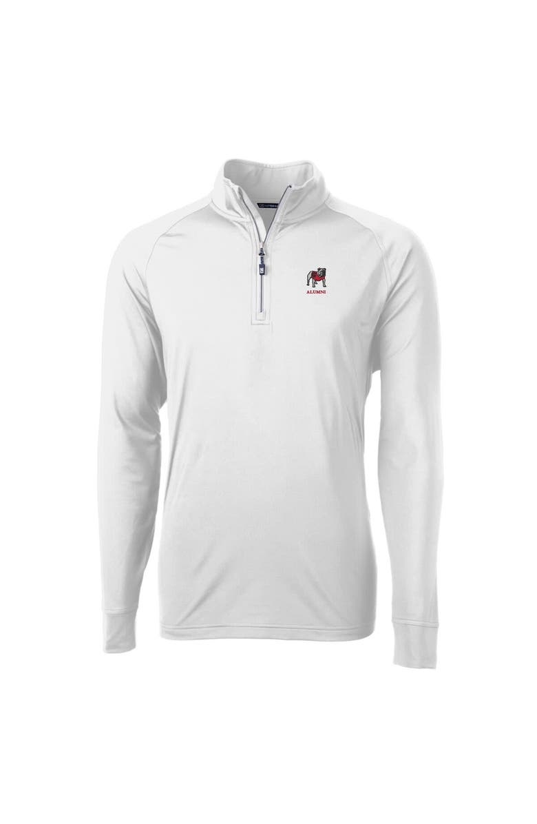 Cutter & Buck Men's Cutter & Buck White Georgia Bulldogs Alumni Logo Adapt Eco Knit Stretch Recycled Quarter-Zip Top, Alternate, color,