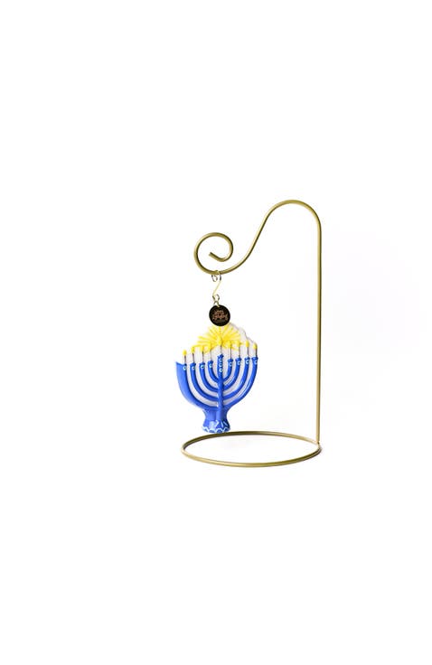 Menorah Glass Shaped Ornament with Gold Stand