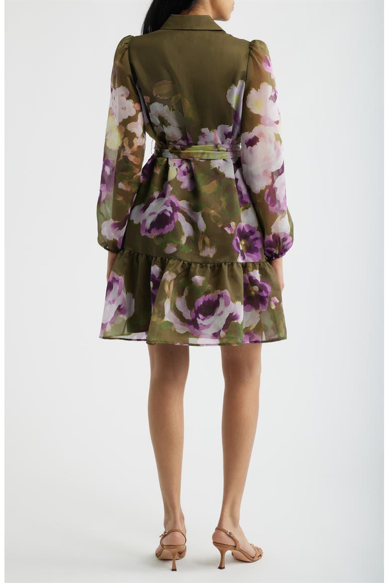 Tiered Chiffon Shirt Dress, Alternate, color, IVY MULTI