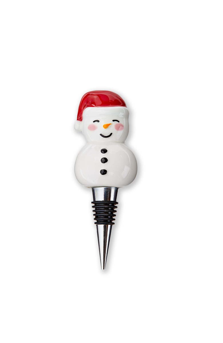 tag Snowman Ceramic Bottle Stopper Christmas Bar Decor Multicolor, Main, color, Multicolored