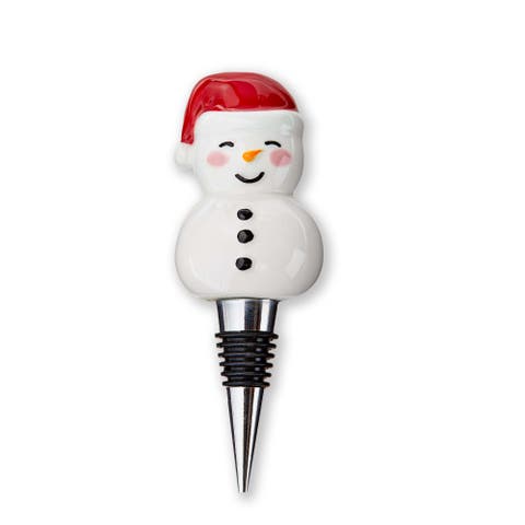 Snowman Ceramic Bottle Stopper Christmas Bar Decor Multicolor