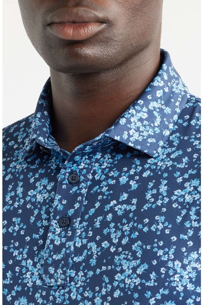 Ditsy Floral Tech Jersey Golf Polo, Alternate, color, AZUL