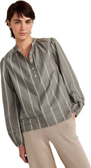 Haven Well Within Organic Cotton Poplin Stripe Long Sleeve Top