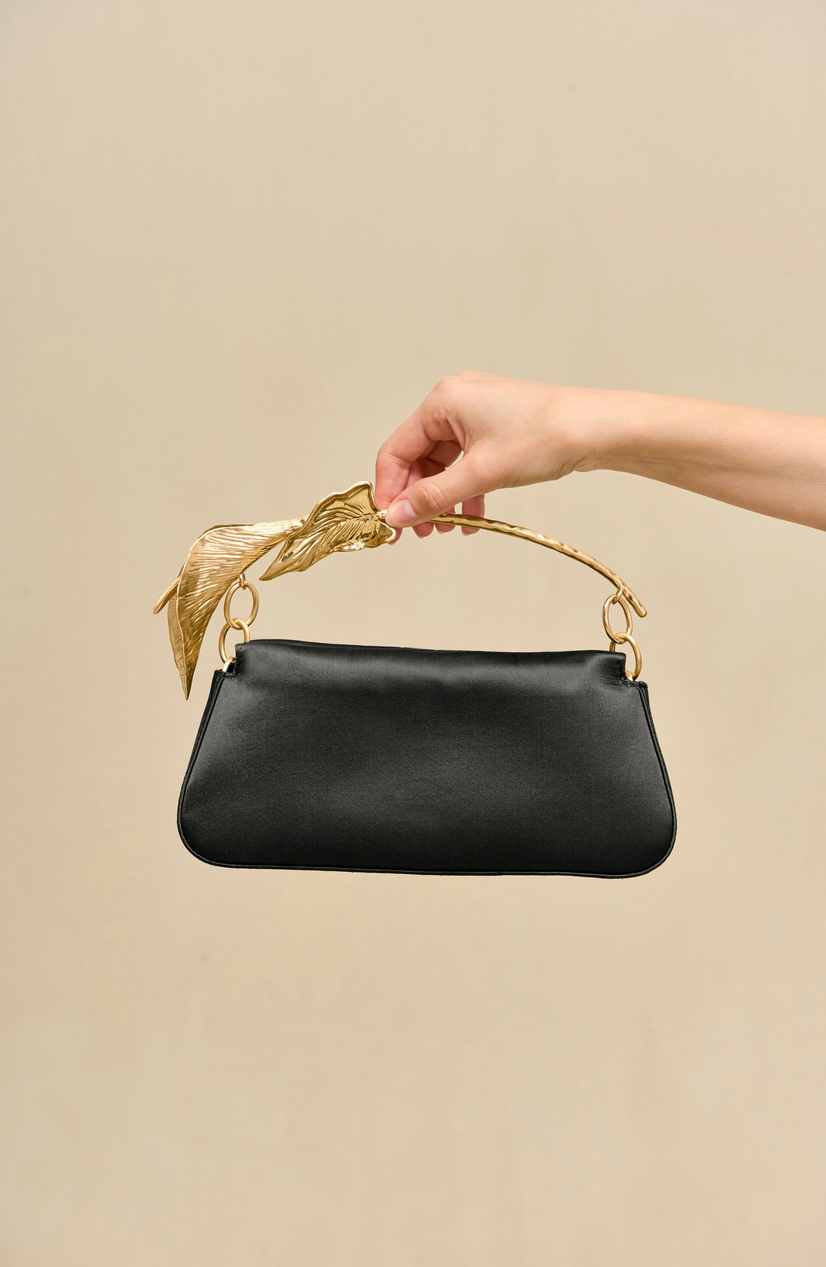 Calla Top Handle Satin Clutch, Alternate, color, BLACK