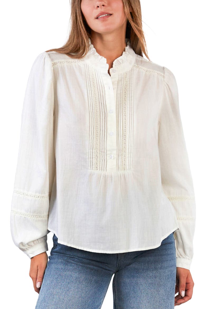 Lulu Ruffle & Lace Shirt, Alternate, color, TRUE WHITE