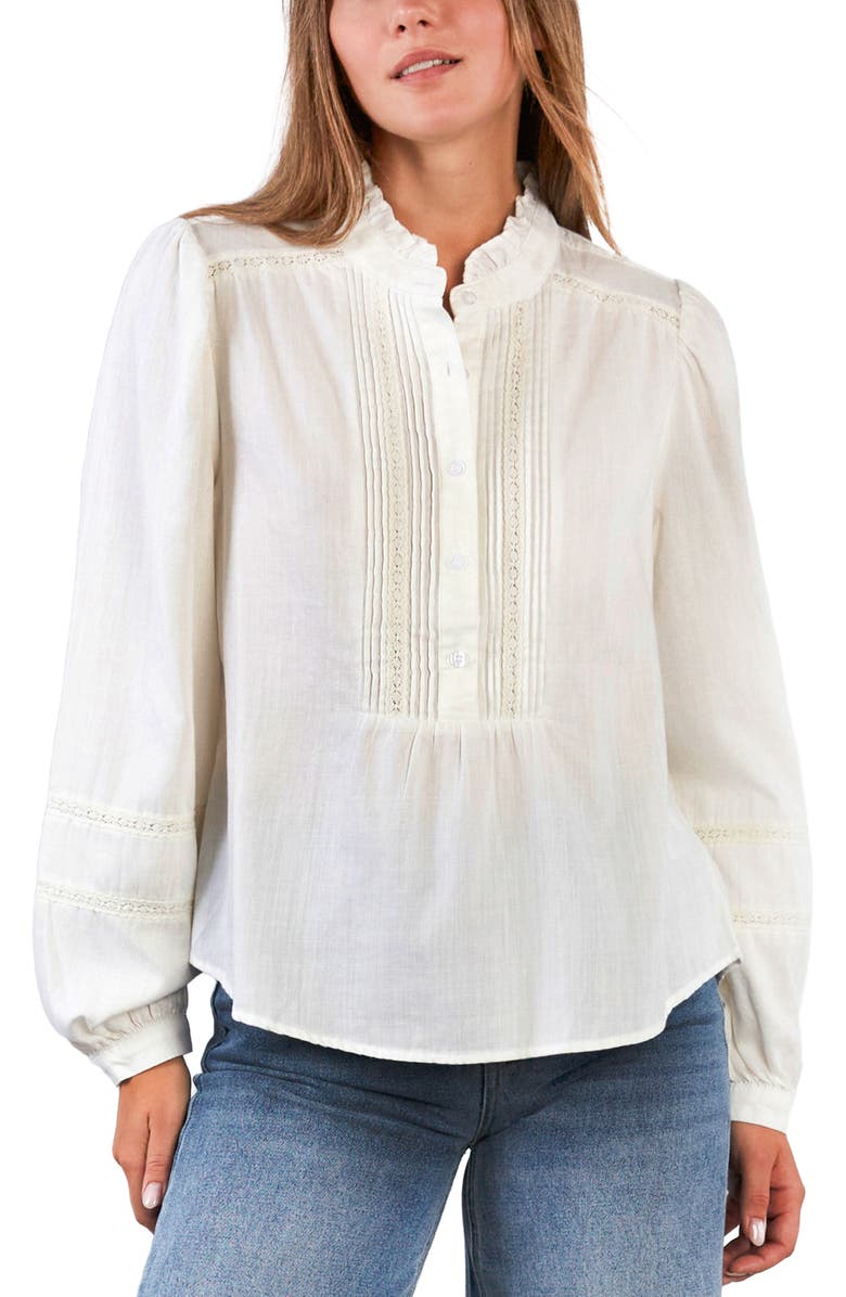 Billy T Lulu Ruffle & Lace Shirt, Alternate, color, True White