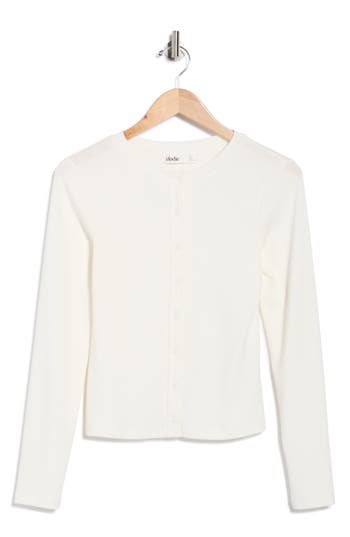 Elodie Pointelle Stitch Button-up Top In White