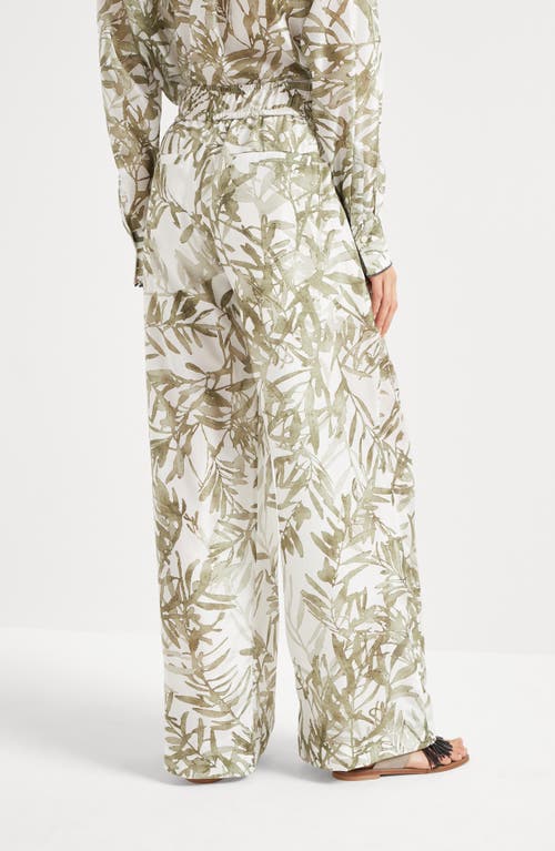 Shop Brunello Cucinelli Herbarium Print Pyjama Trousers In Green