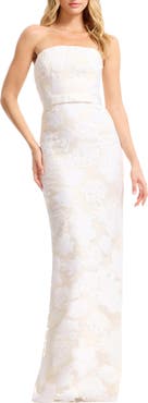 Dress the Population Colleen Floral Jacquard Strapless Mermaid Gown