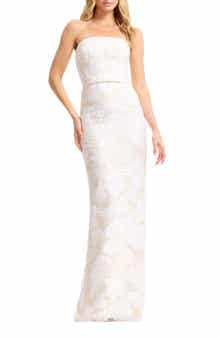 Colleen Floral Jacquard Strapless Mermaid Gown