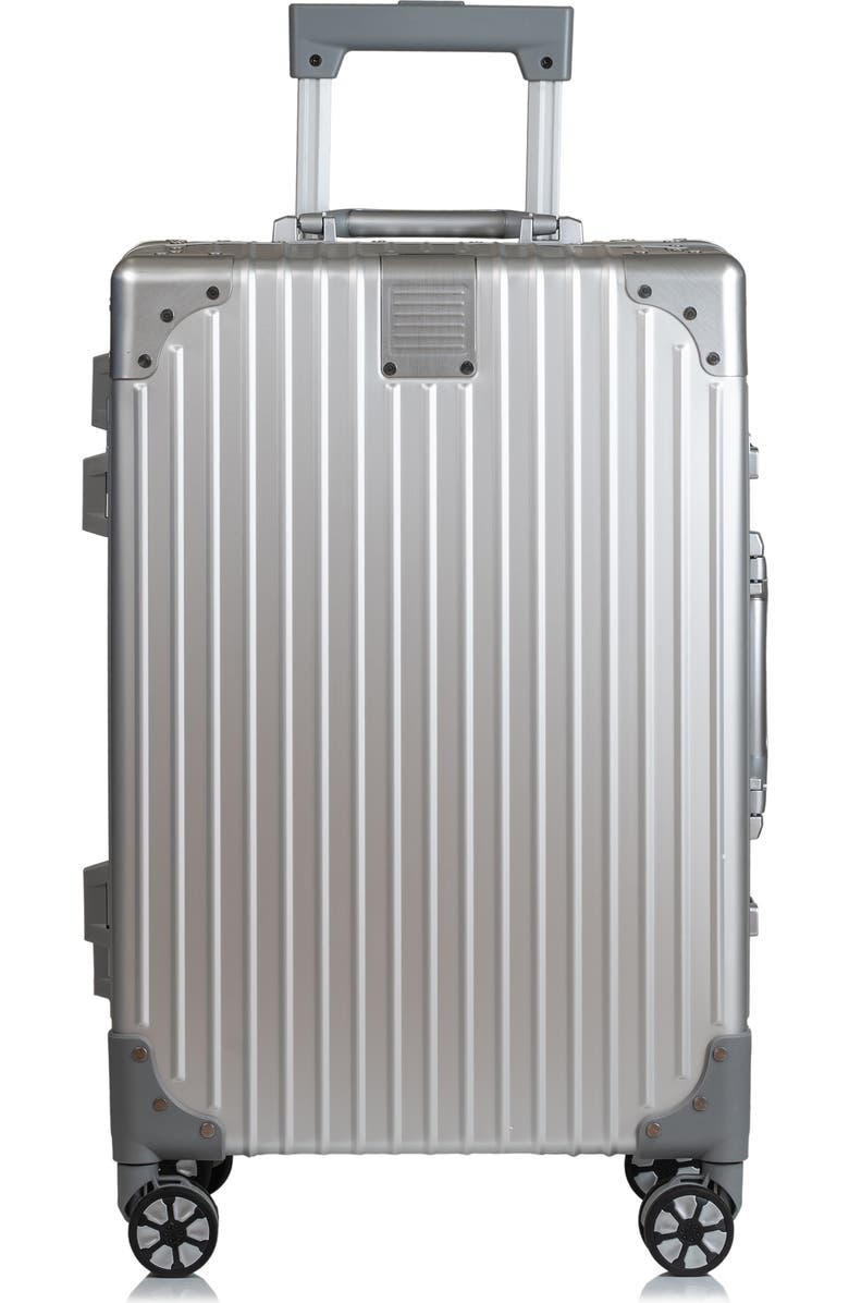 CHAMPS Aluminum Hardside Spinner Suitcase Carry-On, Alternate, color, Silver