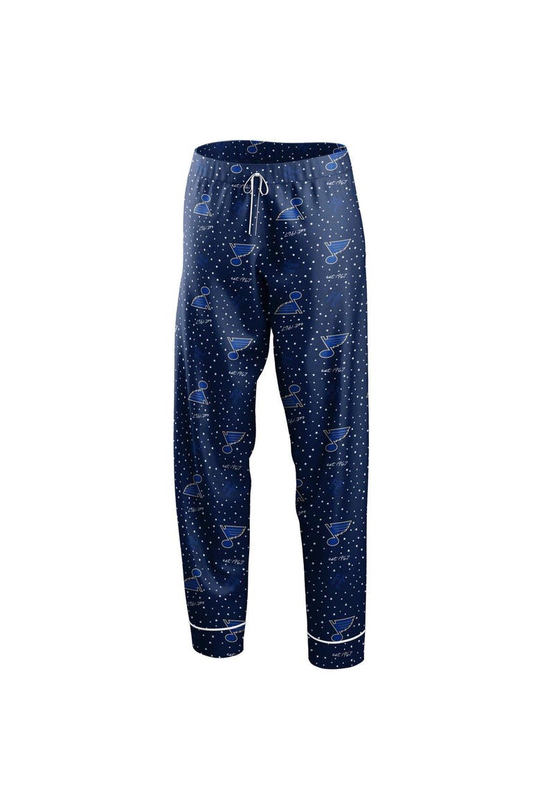 Women's WEAR by Erin Andrews Navy St. Louis Blues Long Sleeve Button-Up Shirt & Pants Sleep Set, Alternate, color, Navy