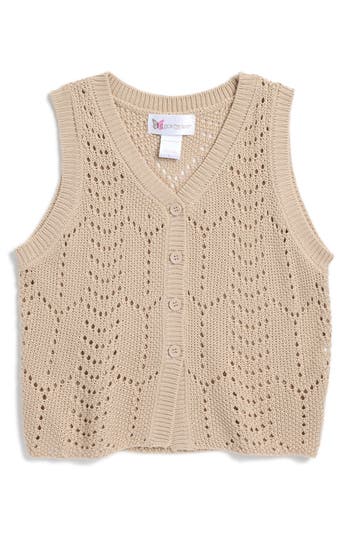 Cotton Emporium Kids' Knit Vest In Stone