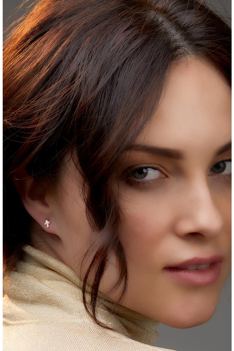 14K Gold Textured Cross Stud Earrings (Nordstrom Exclusive), Alternate, color, 14K YELLOW GOLD