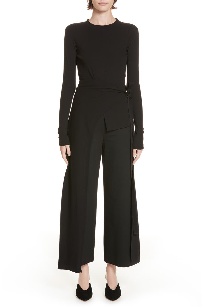 Apron Wrap Top, Main, color, BLACK