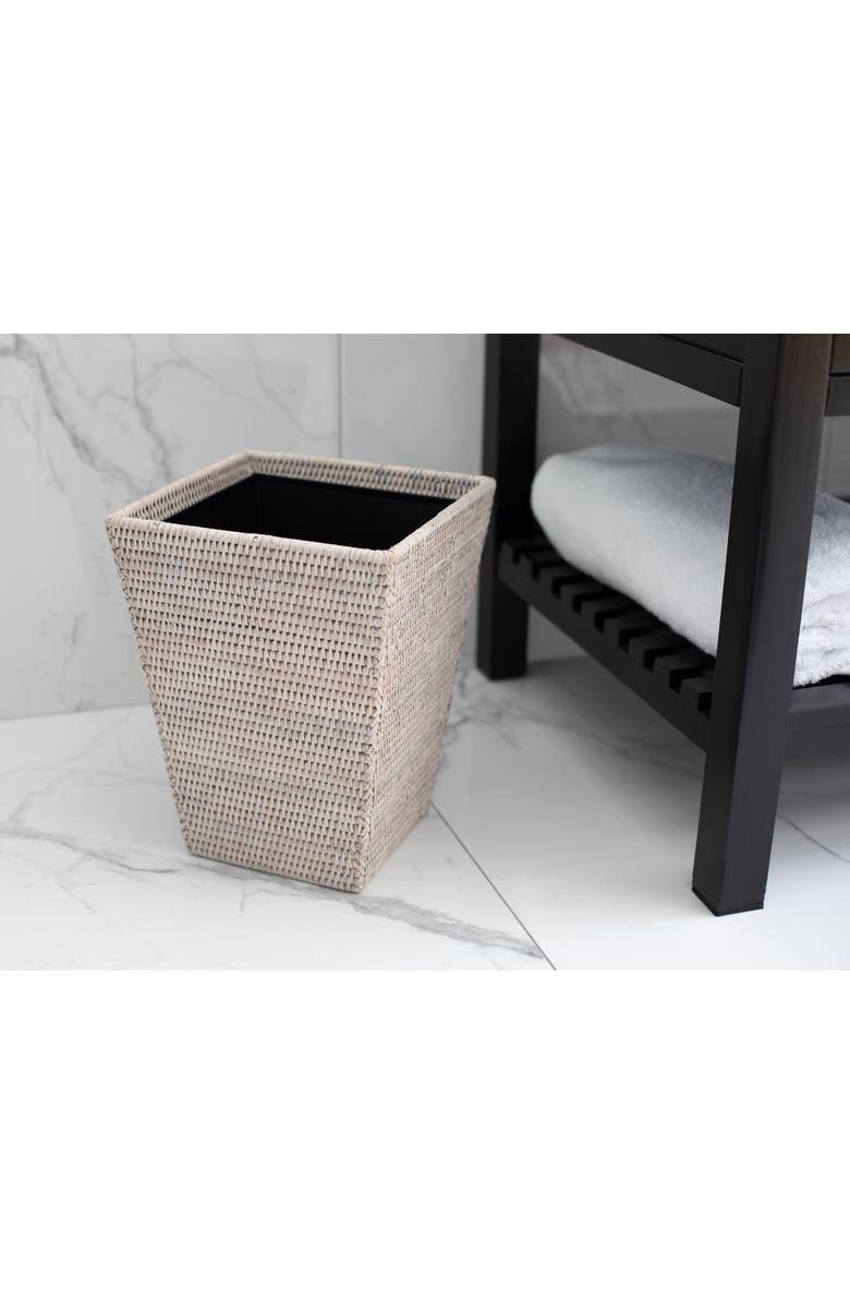 Artifacts Trading Company<sup>™</sup> Artifacts Rattan Square Tapered Waste Basket with Metal Liner, Alternate, color, White Wash